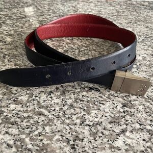 VTG Reversible Yves Saint Laurent Navy/Red Leather Belt